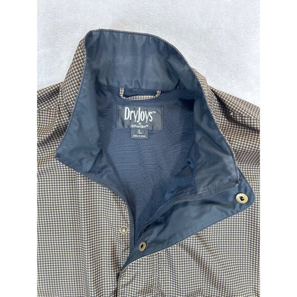 Dryjoys By Footjoy Pullover Mens Large Brown Golf Houndstooth Windbreaker Jacket - Picture 5 of 10